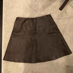 BCBGMAXAZRIA - Vintage Leather Skirt - Brown